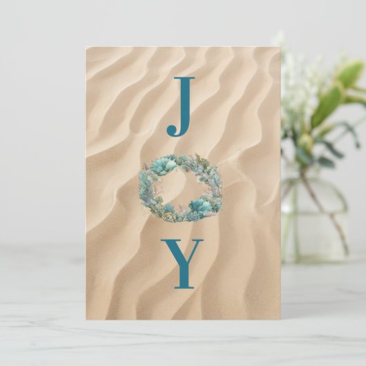 Ocean Wreath JOY kerstkaart (Staand voorkant)