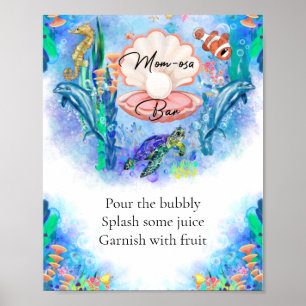 Ocean Zee Animals Momosa Bar Drink Sign Poster