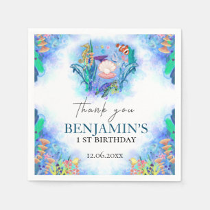 Ocean Zee Animals Wild One Birthday Napkins Servet