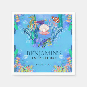 Ocean Zee Animals Wild One Birthday Napkins Servet