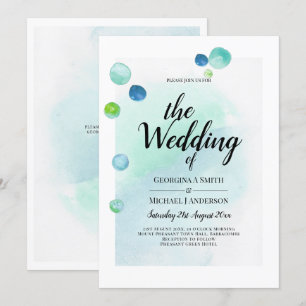 Ocean Zee Glass Ombre Turquoise Blue Wedding Kaart