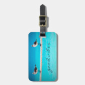 Ocean Zee Gull Birds Photo Good Vibes Script Quote Bagagelabel (Voorkant verticaal)