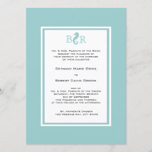 Ocean Zee horse Monogram Wedding Kaart