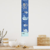Ocean Zee Life Blue Grey Growth Chart Keep at 8x44 Poster (Keuken)