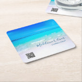 Ocean Zee QR Code Blue Square Vierkante Kartonnen Onderzetter (Schuin)