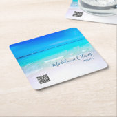 Ocean Zee QR Code Reisbureau Blue Square Vierkante Kartonnen Onderzetter (Schuin)