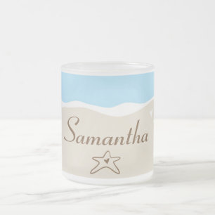 Ocean Zee Shell Water Frosted Glass Coffee Mok Cup