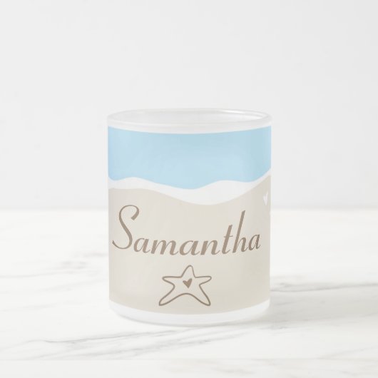 Ocean Zee Shell Water Frosted Glass Coffee Mok Cup (Center)