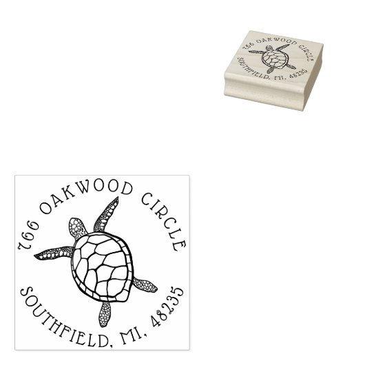 Ocean Zee Turtle Illustration Custom Address Rubberstempel (Gestempeld)