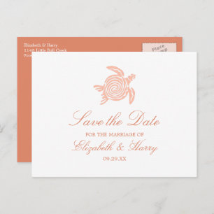 Ocean Zee Turtle, Soft Coral Beach Wedding Aankondigingskaart