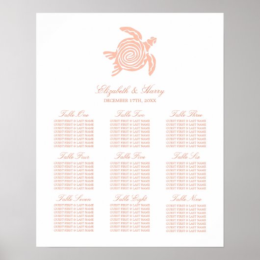 Ocean Zee Turtle, Soft Coral Beach Zitkaart Poster (Voorkant)