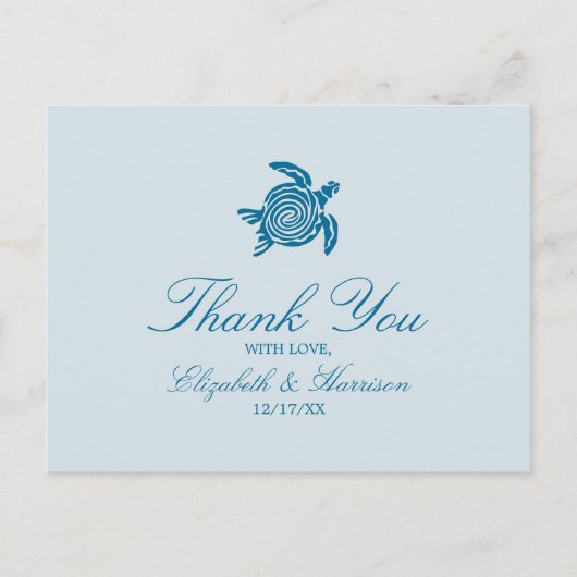Ocean Zee Turtle, Zee Blue Beach bruiloft dank u Briefkaart (Voorkant)