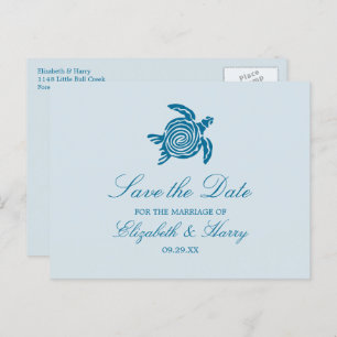 Ocean Zee Turtle, Zee Blue Beach Save the Date Briefkaart