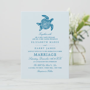 Ocean Zee Turtle, Zee Blue Beach Wedding Kaart