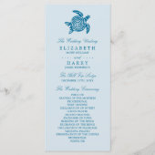 Ocean Zee Turtle, Zee Blue Beach Wedding Programme Programma (Voorkant)