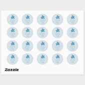 Ocean Zee Turtle, Zee Blue Beach Wedding Ronde Sticker (Vel)