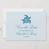Ocean Zee Turtle, Zee Blue Beach Wedding Save The Date (Voorkant)