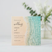 Ocean Zomer Blauw Strand Wit Zand Bruiloft Party Kaart (Staand voorkant)