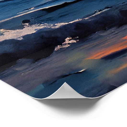 Ocean zonsondergang met zeilboot poster (Hoek)