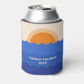 Ocean zonsondergang minimalistische scène blikjeskoeler (Blikje Achterkant)