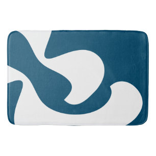 Oceanblauw en witte moderne kunst badmat