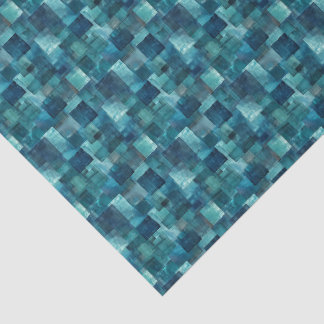 Oceanblauw & Turquoise Geschilderd Mozaïek Vloeipa Tissuepapier