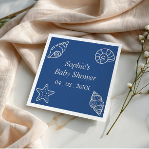 Oceanblauwe Schelp Baby Shower Servet