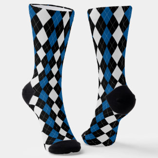 OCEANBLAUWE & ZWARTE Argyle Patronen Sokken