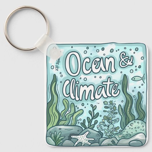 Oceanendag - Oceaan- en klimaatconcept met marinie Sleutelhanger (Voorkant)
