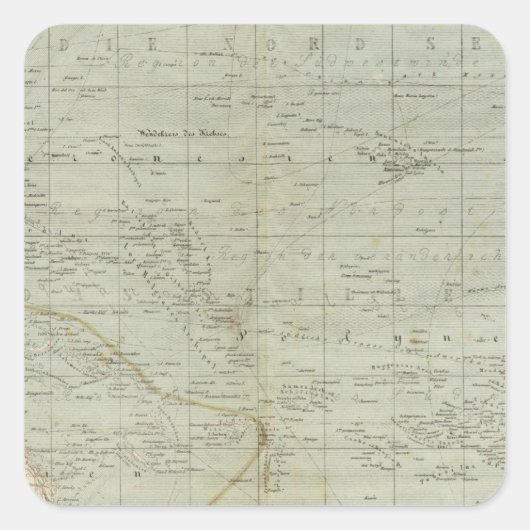 Oceania Atlas Map Vierkante Sticker (Voorkant)