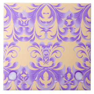 Oceanic Bloom: Paarse Wave Harmony / Stijlvolle Ku Tegeltje