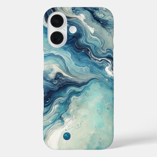 Oceanic Blue Abstracte iPhone Case (Achterkant)