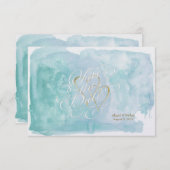 Oceanic Blue Waterverf Save the Date Wedding (Voorkant / Achterkant)