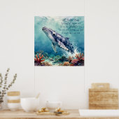 Oceanic Blue Whale Watercolor Coastal Art Poster (Keuken)