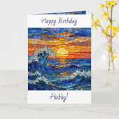 Oceanic Coastal Ocean Waves Sunset Birthday Kaart (Gele Bloem)