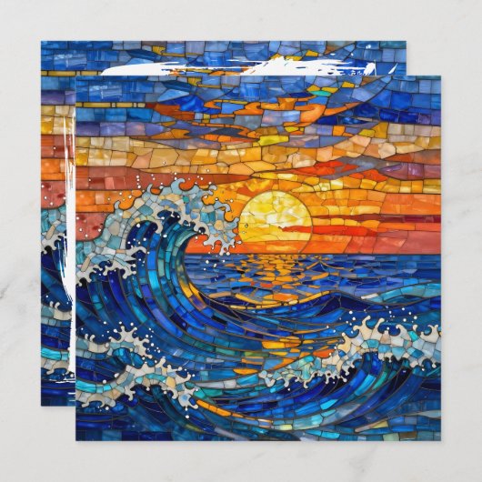 Oceanic Coastal Ocean Waves Sunset   Kaart (Voorkant / Achterkant)