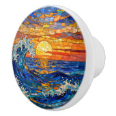 Oceanic Coastal Ocean Waves Sunset   Keramische Knop (Rechts)