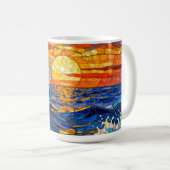 Oceanic Coastal Ocean Waves Sunset   Koffiemok (Voorkant rechts)