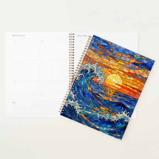 Oceanic Coastal Ocean Waves Sunset Planner (Display)