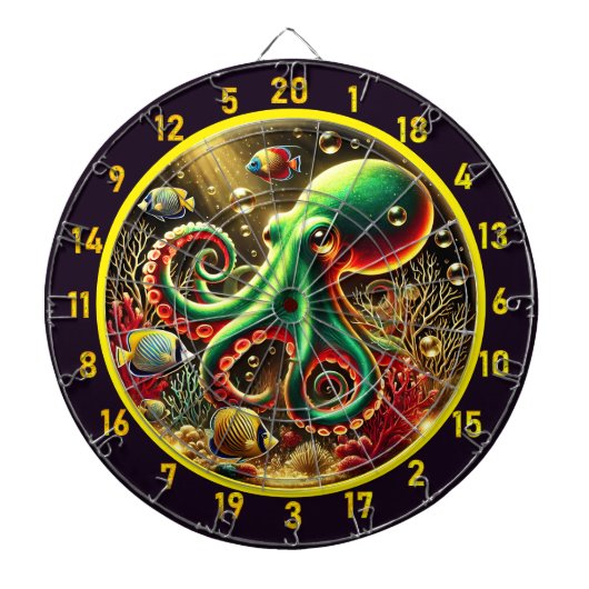 Oceanic Dream Octopus Dartboard Dartbord (Voorkant)