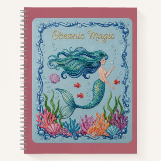 Oceanic Magic Embroidered Mermaid Journal Notitieboek (Voorkant)