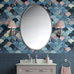 Oceanic Scales - Blauw, Roze, Grijs - Kust Behang