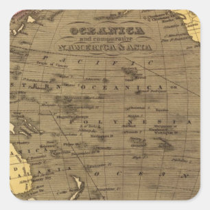 Oceanica Hand Colored Atlas Map Vierkante Sticker