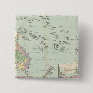 Oceanien - Atlas Kaart van Oceanië Vierkante Button 5,1 Cm