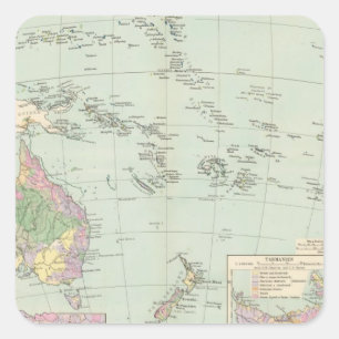 Oceanien - Atlas Kaart van Oceanië Vierkante Sticker