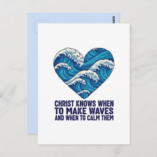 Oceanisch blauw Christus en de golven ontwerp Briefkaart (Voorkant / Achterkant)