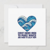 Oceanisch blauw Christus en de golven ontwerp Feestdagenkaart (Voorkant)