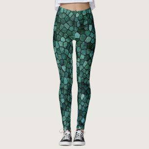 Oceanisch Mozaïek Korst Textuur Abstract Patroon Leggings