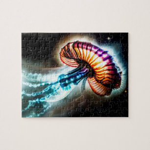 Oceanisch roze neon jellyfish sealife afbeelding legpuzzel
