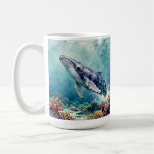 Oceanische Blauwe Walvis en Kustgedicht Koffiemok
